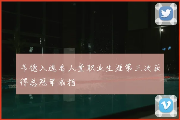 韦德入选名人堂职业生涯第三次获得总冠军戒指